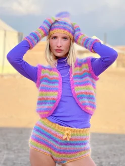 BOLERO NO SLEEVES MULTISTRIPES PASTELS