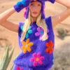 CHAPKA & MITTENS FREE FLOWERS BLUE