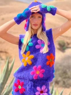 CHAPKA & MITTENS FREE FLOWERS BLUE