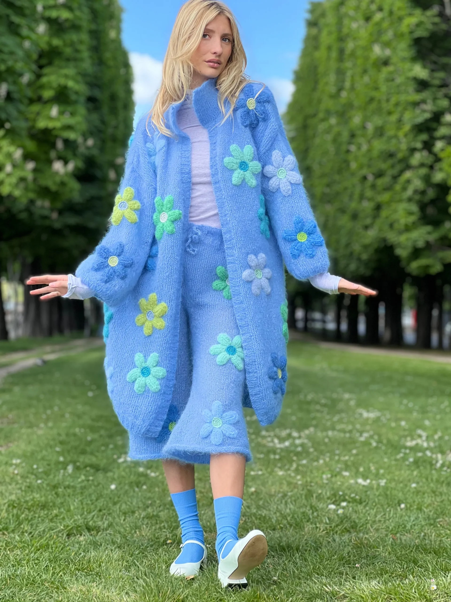 COAT FREE FLOWERS BLEU