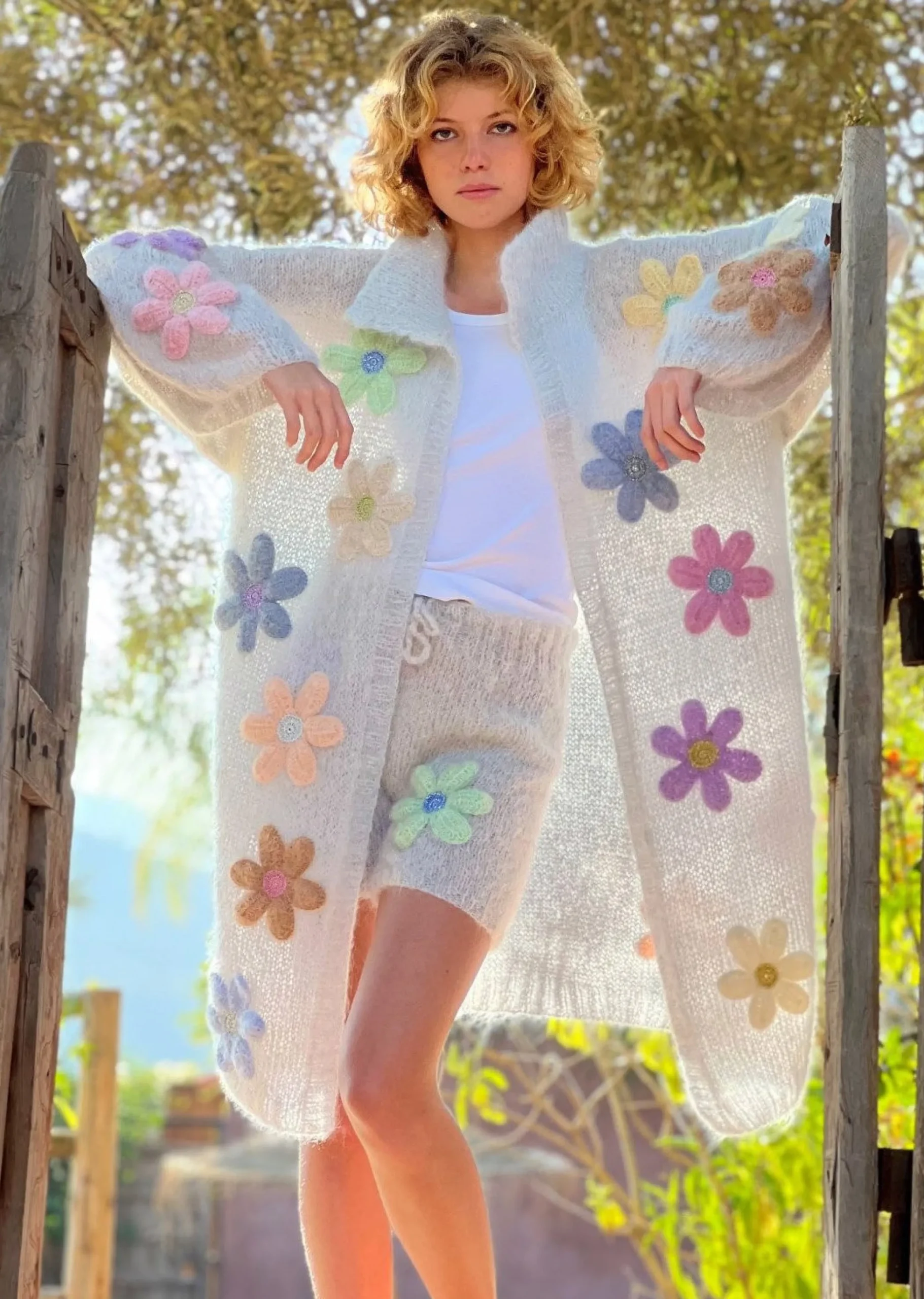 COAT FREE FLOWERS GRIS