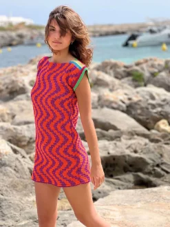 DRESS NO SLEEVES ZIGZAG ORANGE