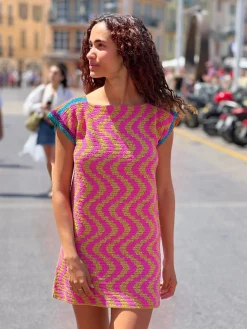 DRESS NO SLEEVES ZIGZAG PINK