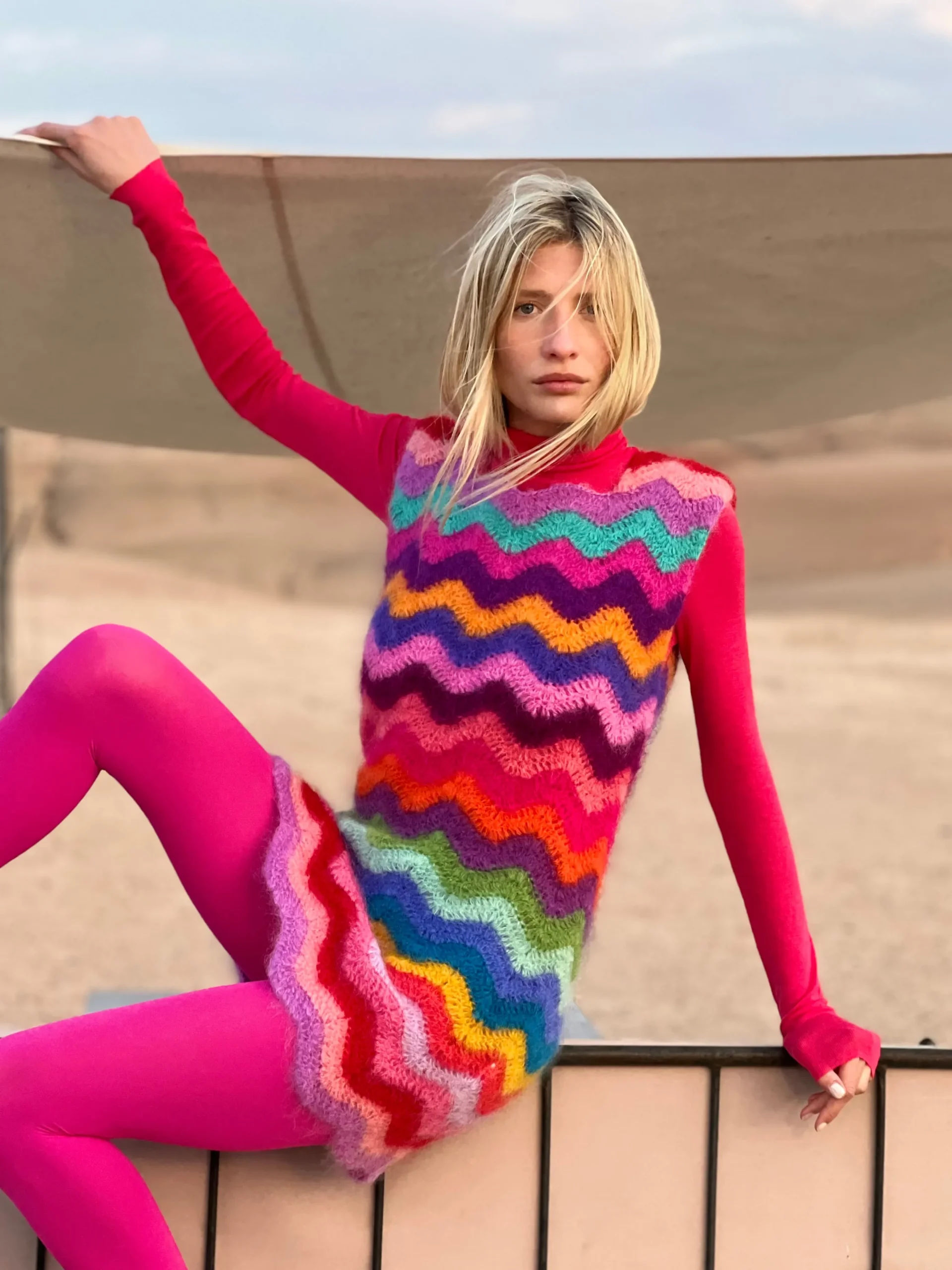DRESS WAVE MOHAIR MULTICOLOR