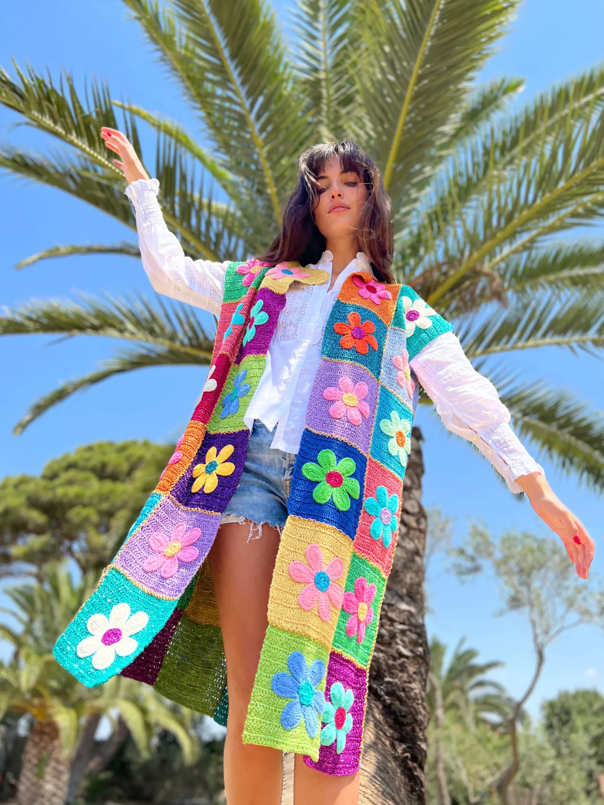 FLOWERS PATCHWORK COAT NO SLEEVES