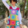 FLOWERS PATCHWORK DRESS NO SLEEVES