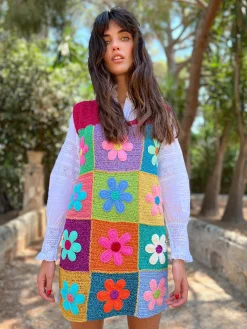 FLOWERS PATCHWORK DRESS NO SLEEVES