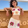 HALTER TOP FREE FLOWERS ECRU