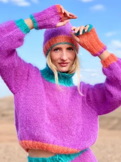 HAT & MITTENS COLORBLOCK LILAS