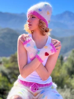 HAT & MITTENS MON AMOUR ECRU