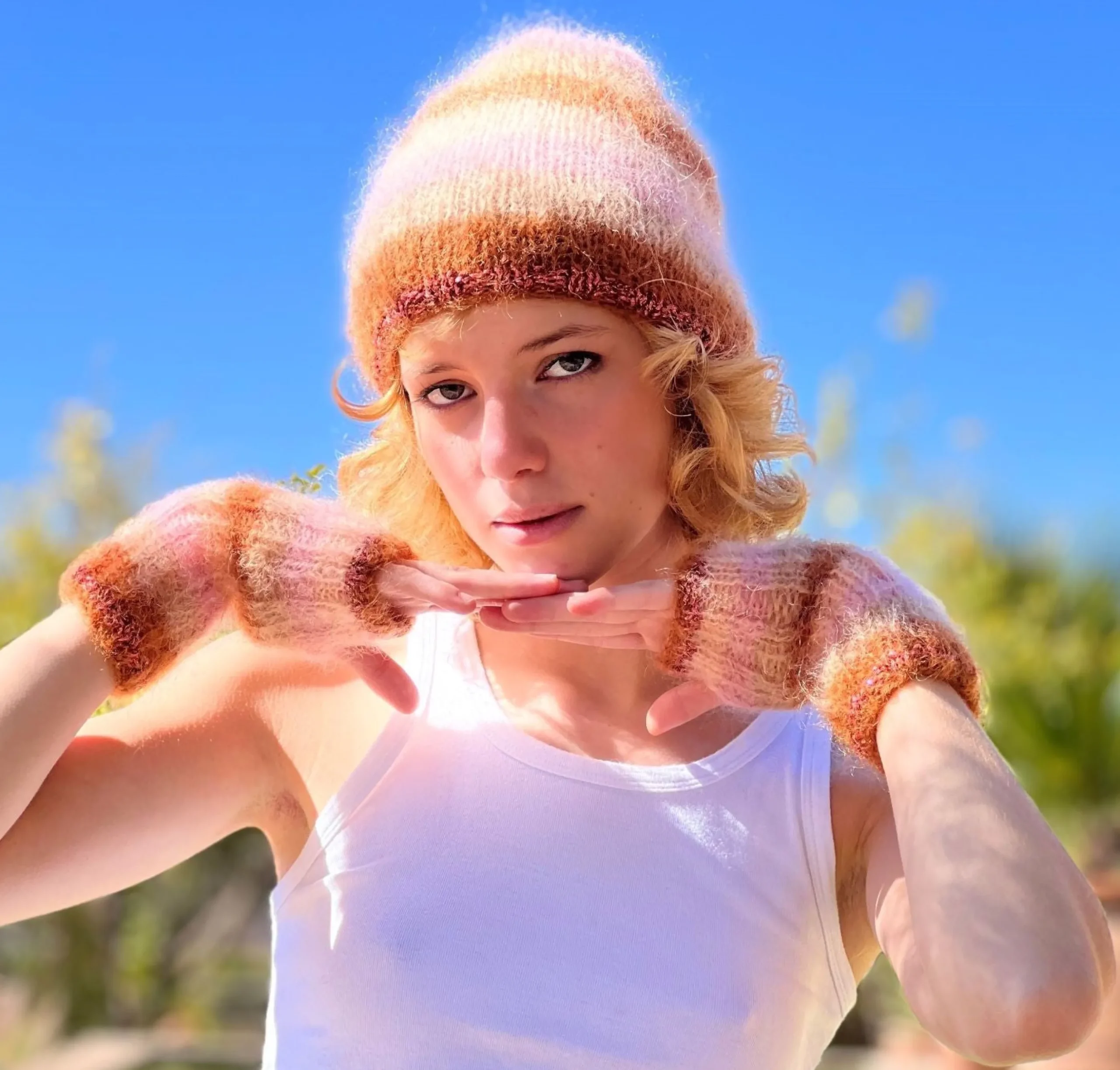 HAT & MITTENS STRIPES DUNE