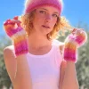 HAT & MITTENS STRIPES SUNSHINE