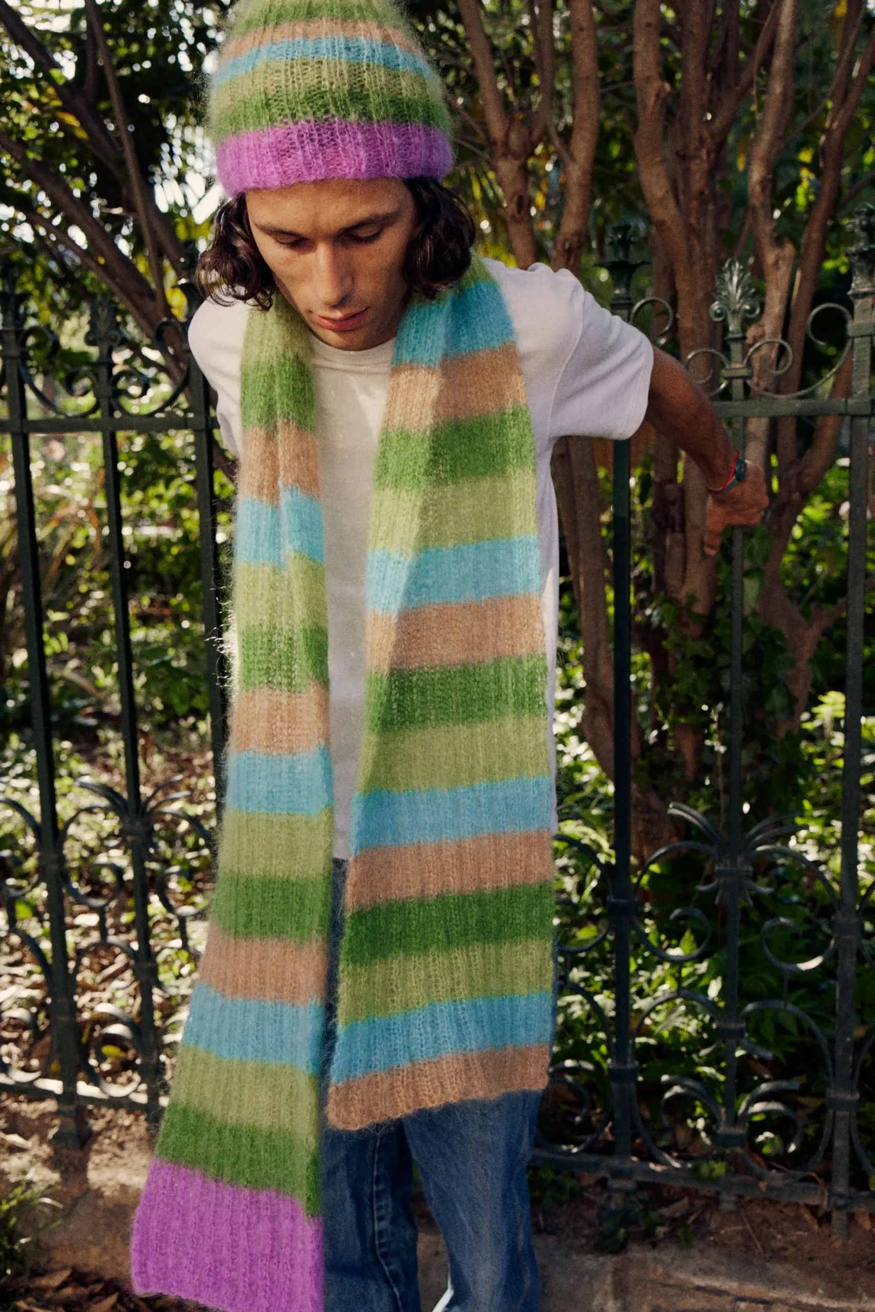 HAT & SCARF STRIPES BEIGE