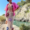 LONG SKIRT FREE FLOWERS ECRU