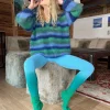 MARINE STRIPES SWEATER V-NECK