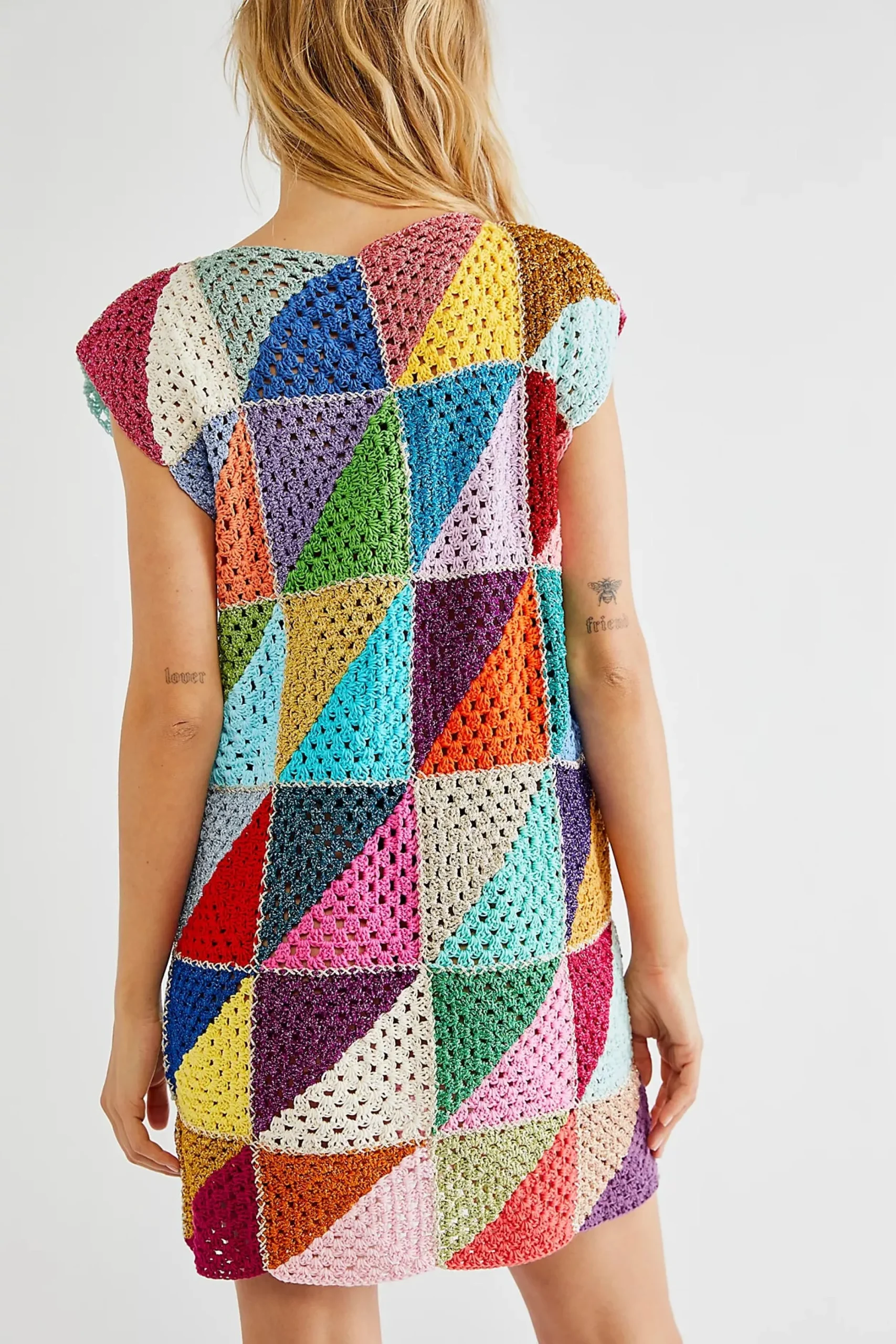 MULTICOLOR DIAGONALES SHORT DRESS NO SLEEVES