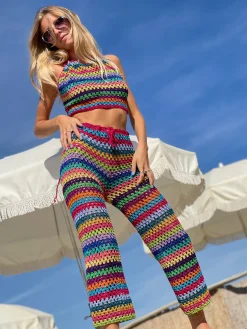 MULTICOLOR STRIPES LUREX PANTS