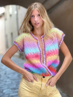 MULTICOLOR TIE&DYE 12 COLORS LITTLE JACKET NO SLEEVES