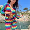 MULTICOLOR WAVE LUREX HOODIE LITTLE JACKET