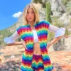 MULTICOLOR WAVE LUREX LITTLE JACKET NO SLEEVES
