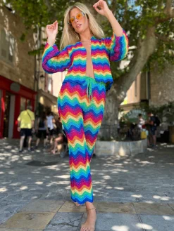 MULTICOLOR WAVE LUREX PANTS