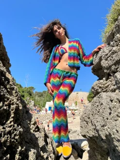MULTICOLOR WAVE LUREX PANTS