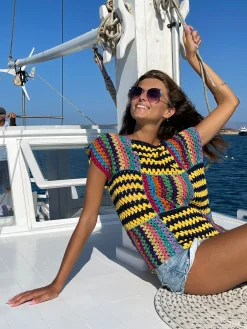 NAVY / YELLOW RUBAN TOP