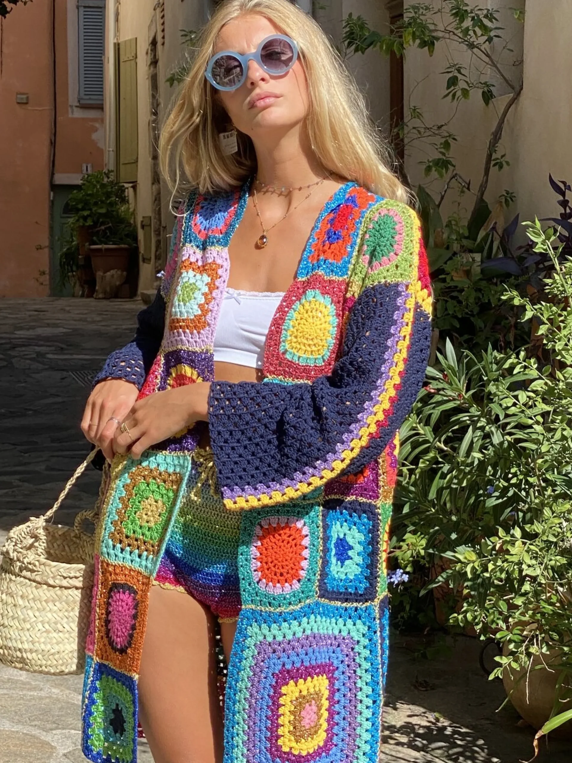 NAVY PATCHWORK LONG JACKET