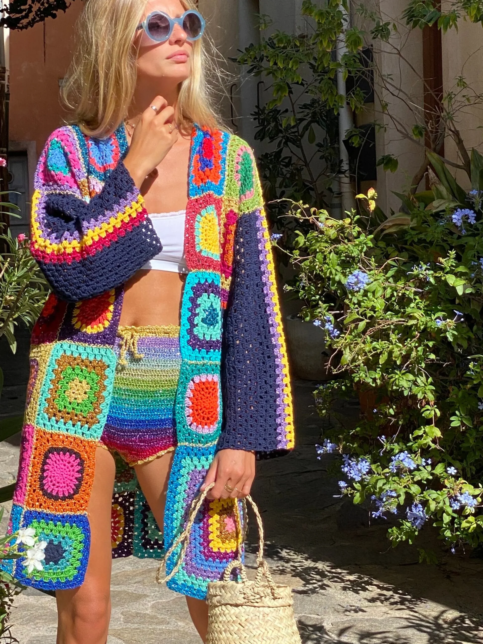 NAVY PATCHWORK LONG JACKET