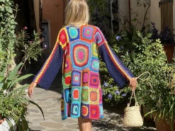 NAVY PATCHWORK LONG JACKET