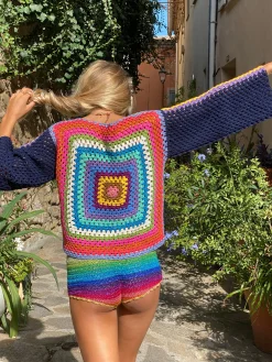 NAVY PATCHWORK SWEATER