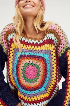NAVY PATCHWORK SWEATER