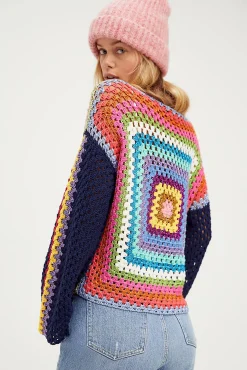 NAVY PATCHWORK SWEATER