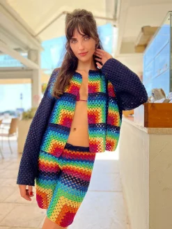 NAVY RAINBOW BOLERO