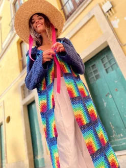 NAVY RAINBOW HOODIE COAT