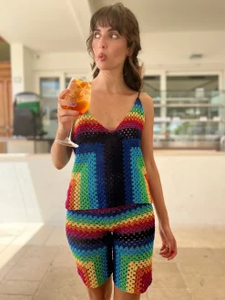 NAVY RAINBOW TOP THIN STRAPS