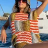 ORANGE / ECRU RUBAN TOP