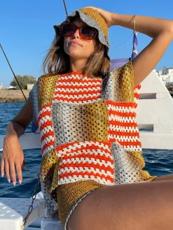 ORANGE / ECRU RUBAN TOP