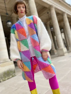 PASTEL DIAGONALES LONG JACKET