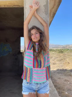 PINK / AQUA RUBAN TOP