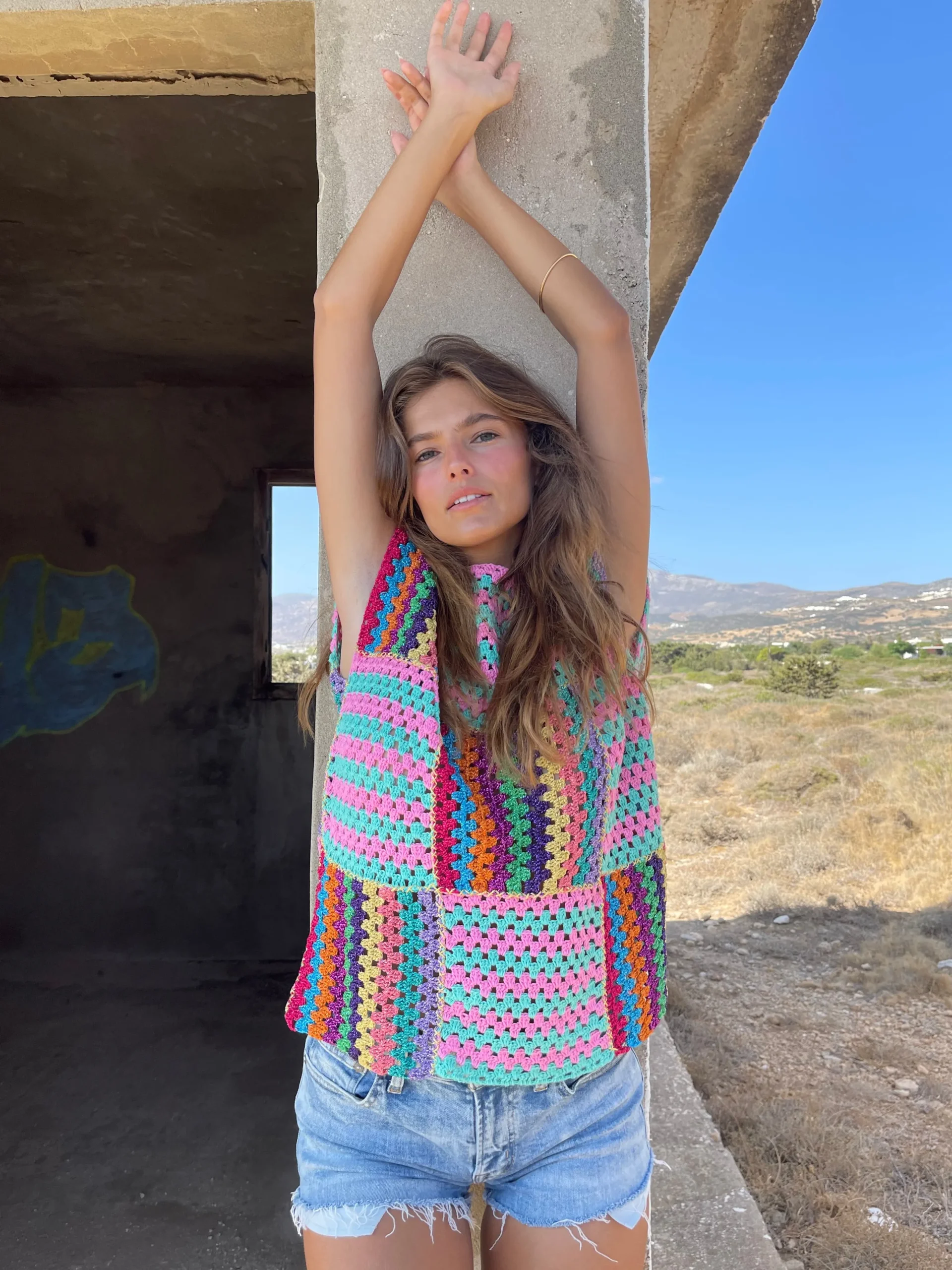PINK / AQUA RUBAN TOP