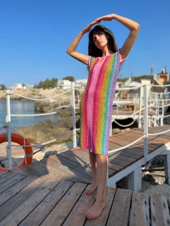 PINK RAINBOW DJELABA DRESS