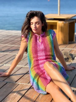 PINK RAINBOW DJELABA DRESS
