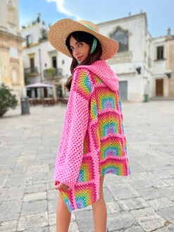 PINK RAINBOW HOODIE LONG JACKET
