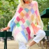 PONCHO PIXELS ECRU