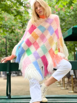 PONCHO PIXELS ECRU