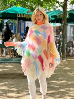 PONCHO PIXELS ECRU