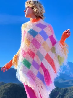 PONCHO PIXELS ECRU