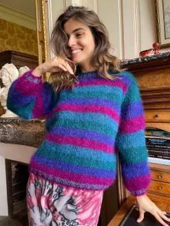 PRUNE STRIPES SWEATER ROUND NECK