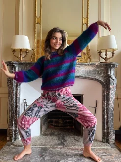 PRUNE STRIPES SWEATER ROUND NECK